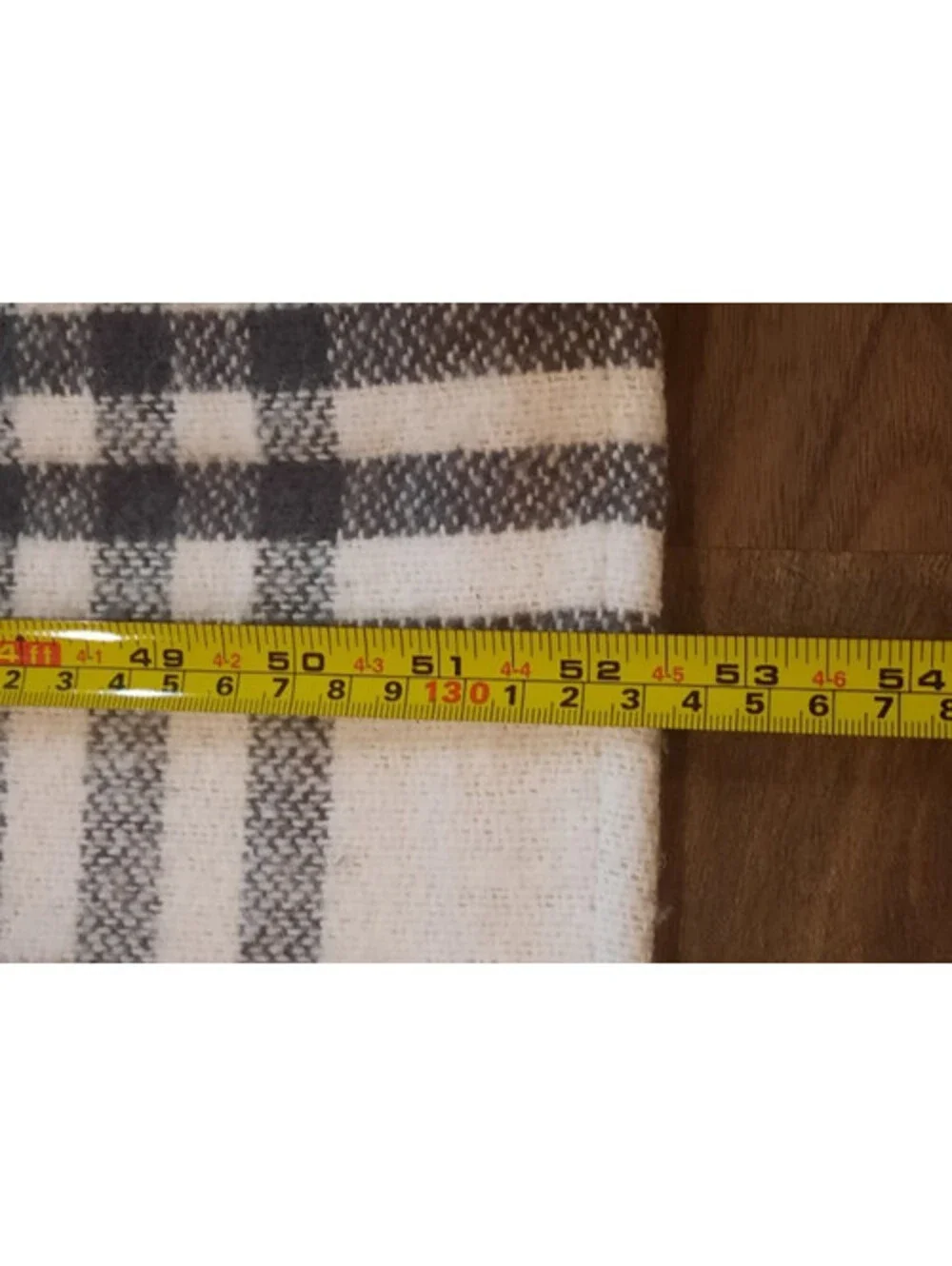 Texteis Penedo Plaid Throw Blanket Fringed Cream Black Cotton Blend 52x58